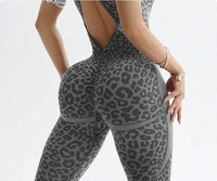 Combinaison de yoga une pièce sans couture pour femme, motif léopard, dos croisé, pour le sport, la gym et le fitness, personnalisable, vente en gros, OEM