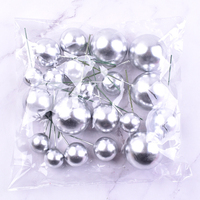 20 pièces/sac, tailles mixtes 2, 2,5, 3, 4 cm, boules artificielles or, argent, rose, bleu, décoration de gâteau Joyeux Anniversaire