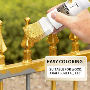 Pintura Metálica de Látex con Hoja de Oro, Pintura Dorada a Base de Agua para Exteriores, para Metal, Madera, Muebles Metálicos, Cemento, Cerámica - Product Image 2
