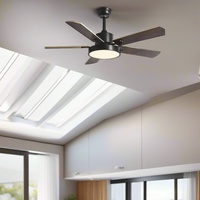 Ventilateur de plafond moderne à LED en contreplaqué à 5 pales de 52 pouces BLDC avec télécommande et contrôle de vitesse variable - pour salon