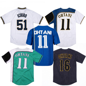 เสื้อเบสบอลเย็บติดลายสไตล์เรโทรสำหรับผู้ชาย รุ่นย้อนยุค หมายเลข 16 โชเฮย์ โอทานิ 51 อิจิโร่ ซูซูกิ 11 โชเฮย์ โอทานิ ไซส์ S-3XL - Product Image 1