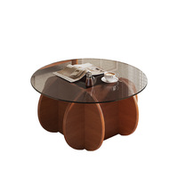 Table basse moderne de luxe convertible et portable avec cadre en bois et plateau en verre, ensemble de meubles de salon pour petits appartements