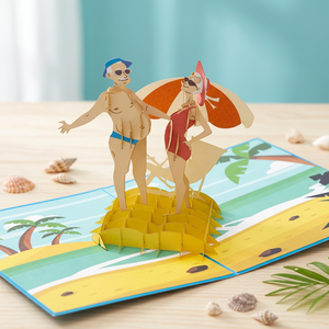 Best Choice Handmade Summer Beach Pop Love 3D Couple <b>Cards</b> High Quality Customizable <b>Paper</b> Offset Printing Chinese New Year - Product Image 4