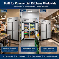 Réfrigérateur commercial vertical, congélateur commercial vertical quatre portes, six portes pour cuisine professionnelle