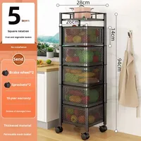 Fourniture directe d'usine support de stockage en métal mobile rotatif support de légumes fruits au sol pour chambre cuisine salon