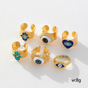 Fashion Gold Plated <b>Evil</b> <b>Eye</b> <b>Ring</b> Open Design For Party Unisex Jewelry - Product Image 2
