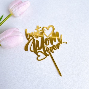 Vente en gros de décorations de gâteau en acrylique de haute qualité, style élégant, bouquet de tulipes, guirlande en forme de cœur, lettres, pour la fête des mères, pour <span class=keywords><strong>maman</strong></span> - Product Image 4