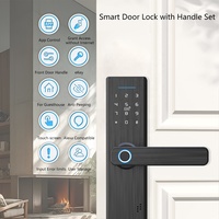 Serrure de porte intelligente à cinq points d'accès avec empreinte digitale, application Tuya, Wi-Fi, carte de sécurité, mot de passe, entrée sans clé, étanche, pour portes en acier, maison et hôtel