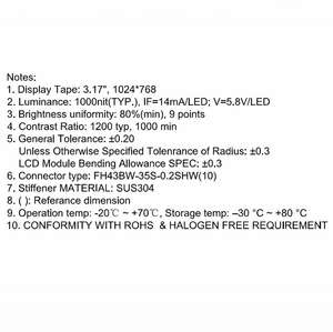 Módulo de Tela <span class=keywords><strong>LCD</strong></span> TFT de 3.2 polegadas 1024*768 com Driver <span class=keywords><strong>LCD</strong></span> para <span class=keywords><strong>Laptop</strong></span>, Entrada/Saída de Sinal HDMI, 16.7M Cores, 1000 Nits de Brilho - Product Image 6