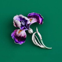 Broche Fleur d'Iris pour Femme, Bijou de Mode Exquis Haut de Gamme