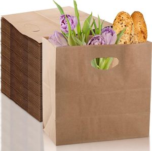 Sacs en papier kraft brun de qualité supérieure pour emballages de sandwichs, de collations et de plats à emporter, avec logo personnalisé imprimé, pour les commandes en gros de boulangeries et cafés. - Product Image 4