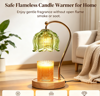 Lampe chauffe-bougie en forme de fleur avec minuterie et variateur d'intensité, compatible avec toutes les bougies parfumées en pot - Cadeau de Noël et de la Fête des Mères pour femmes et mamans
