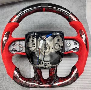 Accessoires intérieurs de voiture, volant en fibre de carbone <span class=keywords><strong>blanche</strong></span> <span class=keywords><strong>et</strong></span> LED pour Dodge Challenger Charger SRT 2015 2016 2017 2018 2019 - Product Image 4