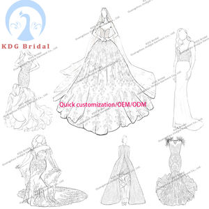 KDG apliques Turquía <span class=keywords><strong>Estambul</strong></span> sirena hermosa Sexy Color personalizado Vintage princesa corte encaje manga larga rebordear vestidos <span class=keywords><strong>de</strong></span> novia - Product Image 4