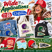 Patch brodé en chenille pour le jour du match, casque de football, paillettes, esprit d'équipe, thermocollant ou à coudre