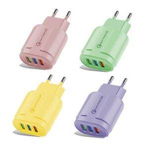 อะแดปเตอร์ชาร์จ 3USB สีมาการอง รุ่นใหม่ ขายส่งจากโรงงาน ชาร์จเร็ว 5V2A สำหรับ iPhone และ Android - Product Image 1