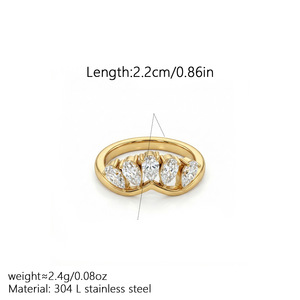 Anillo de Acero Inoxidable con <span class=keywords><strong>Zirconia</strong></span> en Forma de Lágrima, Chapado en Oro de 18K PVD, Resistente al Agua y al Deslustre, Diseño de Alta Gama para Mujer, Venta al Por Mayor YF7015 - Product Image 2