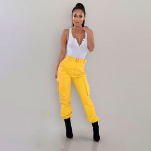 Nuevos pantalones de mujer con múltiples bolsillos, <span class=keywords><strong>monos</strong></span> <span class=keywords><strong>ajustados</strong></span> a la moda, pantalones informales sin cinturón - Product Image 3