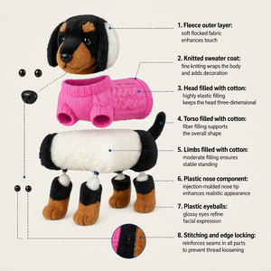 HUGMEI Super Soft Organic Cotton Flannel Collie Dog Puppy Plush Toy <strong>Dachshund</strong> <strong>Gift</strong> for Stress Relief - Product Image 4