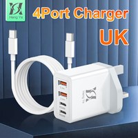Chargeur électrique de type C, adaptateur multi-prises, 40W QC3.0 PD USB-C, chargeur rapide, lot de 2, 4 ports, compatible avec les ordinateurs portables, pour utilisation en Australie