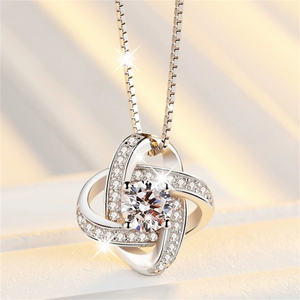 Collana di alta qualità in argento per gioielli da donna collana di zirconi a quattro foglie - Product Image 1