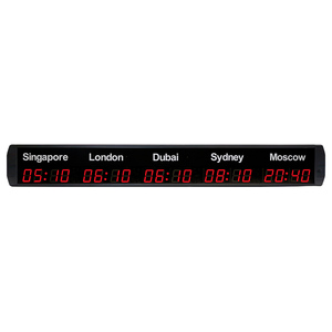Ganxin thiết kế sang trọng 5 khu thời gian thế giới Đồng hồ treo tường tùy chỉnh Thành phố thời gian dẫn hiển thị kỹ thuật số thế giới đồng hồ cho nhà khách sạn trang trí nội thất - Product Image 6