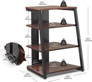 Salon Cuisine Entrepôt En Bois Solide Structure 4 Étagères <span class=keywords><strong>HiFi</strong></span> Armoire Bois Acier Lecteur CD Stand - Product Image 5