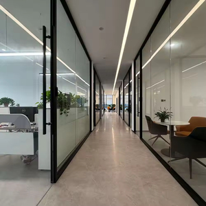 Vách kính trượt đầy đủ chiều cao phân vùng, bảng điều khiển bằng kính đôi cách âm với hệ thống có thể tháo rời để bố trí văn phòng - Product Image 4