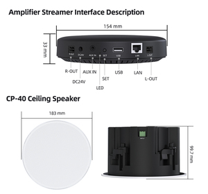 Amplificateur de haut-parleur de plafond avec WiFi 2.4G & 5G pour récepteur audio BT 5.4 pour système de haut-parleurs sans fil multiroom - Product Image 5