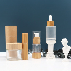 Flacone contagocce in vetro vuoto all'ingrosso flacone di siero <span class=keywords><strong>gelo</strong></span> rotondo flacone di olio essenziale da 30ml con tappo in bambù - Product Image 4
