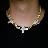 Chaîne cubaine hip-hop CY avec pendentif croix entièrement serti de diamants, accessoires détachables, bracelet DIY tendance, bijoux pour hommes et femmes, vente en gros