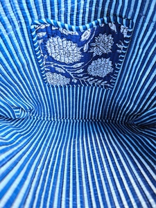 Sac fourre-tout matelassé en coton fait main de qualité supérieure, imprimé floral bleu, réversible, sac à main pour le shopping, cadeaux pour elle, pour femmes - Product Image 6
