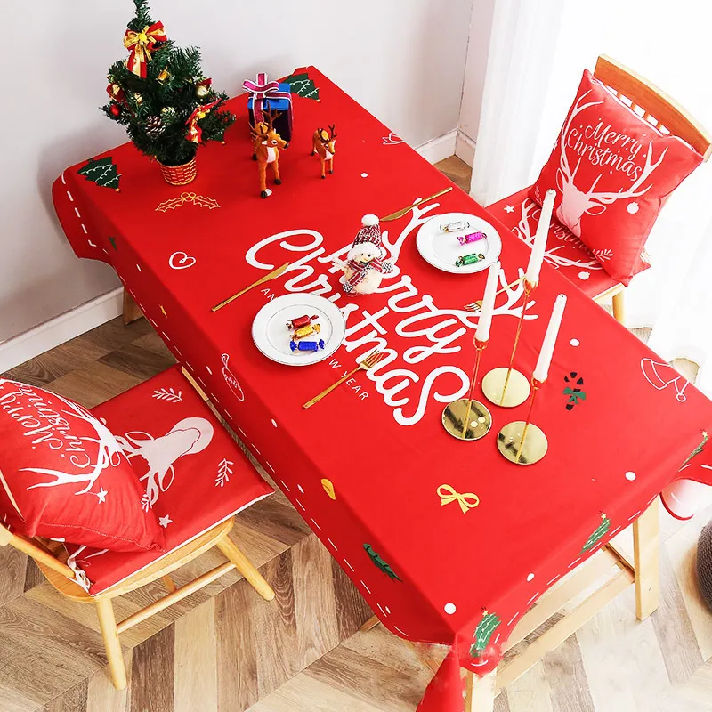 2020 New Style Cotton linen Christmas table cloth printed tablecloth for christmas