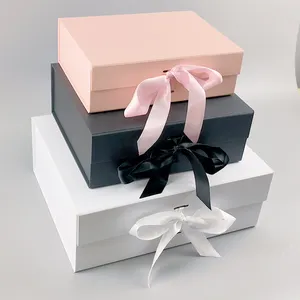 Scatole magnetiche pieghevoli regalo imballaggio cartone con confezione a nastro scatola di carta pieghevole pieghevole in cartone personalizzato piatto