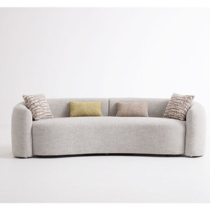 ज़िदा फ्रैंच लक्जरी रेट्रो शैली क्रीम सेशनल सोफा छोटे अपार्टमेंट के लिए घुमावदार कपड़े - Product Image 3