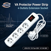 JIUJI JJSVA-FC4 Multiprise 4 prises USB avec protection contre les surtensions, tension/courant réglables pour réfrigérateur, type EU