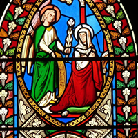 Panel de Vidrio Decorativo Laminado con Diseño de Retrato Colorido, Resistente al Agua, para Iglesia, Hotel, Villa o Eventos
