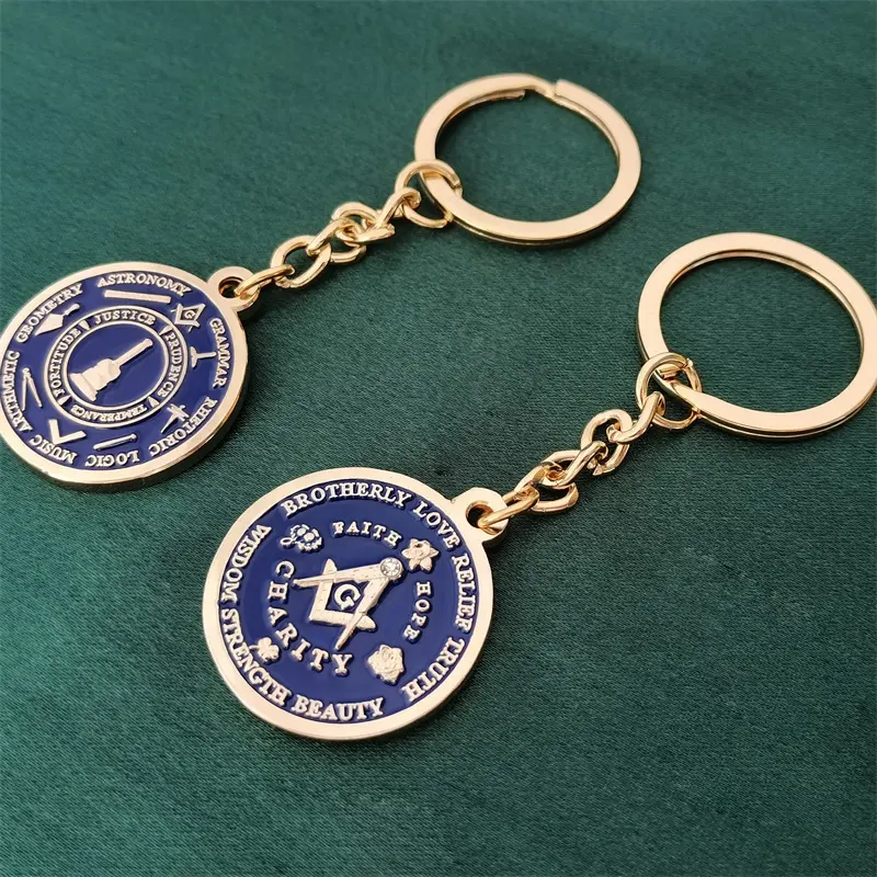 Masonic Keychain 3D Logo Auto Brand Mini Keyring Custom Keychain Pendant Accessories Metal Bronze Chain
