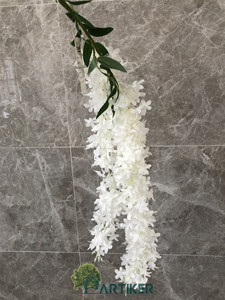 Venta al por mayor <span class=keywords><strong>de</strong></span> flores artificiales decorativas para interiores <span class=keywords><strong>de</strong></span> boda, rama colgante Lila, <span class=keywords><strong>planta</strong></span> <span class=keywords><strong>de</strong></span> flores <span class=keywords><strong>de</strong></span> frijol empaquetada individualmente para interiores - Product Image 2