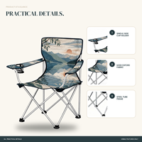 Chaise pliante portable robuste avec accoudoirs, porte-gobelet et motif logo personnalisé pour cabane en bord de lac - Vente en gros