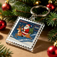 Meilleures ventes transfrontalières : Étiquette de Noël en acrylique Père Noël, impression numérique, estampage à chaud, design de sceau exquis, cadeau de fêtes