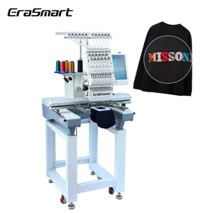 Good Price Erasmart single head 12 needle embroidery machine Clothes socks home computer cap t shirt sewing machine embroidery