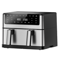 2025 Friteuse à air double 4.5 + 4.5L 9L à deux zones séparées avec double panier grande capacité 2800W Circulation d'air chaud Freidora De Aire