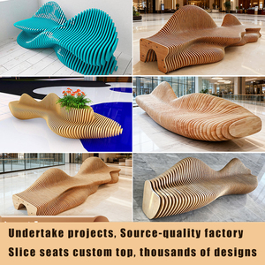 Banc commercial moderne <span class=keywords><strong>en</strong></span> fibre de verre, style Art Déco, avec pieds sablier irréguliers découpés, anticorrosion, facile à nettoyer, pour extérieur, <span class=keywords><strong>jardin</strong></span> et salle d'attente - Product Image 4