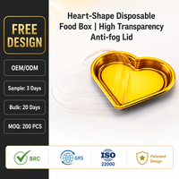 Récipients alimentaires jetables en plastique PET transparent en forme de coeur avec couvercle transparent logo personnalisé