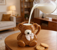 Mug en céramique créatif en forme d'ours en peluche avec poignée, résistant à la chaleur, passe au lave-vaisselle, emballage cadeau, cadeau d'anniversaire pour les couples