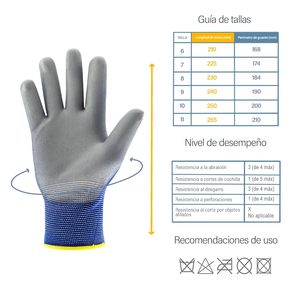 EXBRIECO Profession elle Arbeits handschuhe Konstruktion Abrieb mechanik CAT <span class=keywords><strong>2</strong></span> Mehrzweck schutz Nylon Polyurethan beständig - Product Image 5