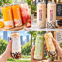Boîtes de soda en PET transparentes de qualité alimentaire avec logo personnalisé et couvercles en aluminium, emballages de boissons de 250 ml à 700 ml pour les marques RTD