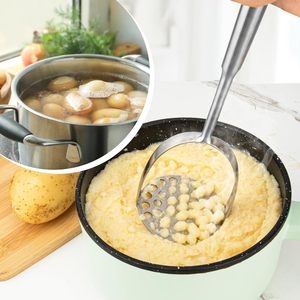 VOOVAO 手动长柄土豆捣碎器带削皮器 易于清洁 304 不锈钢 可用洗碗机清洗 - Product Image 3