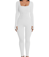 Pakaian Jumpsuit Yoga tanpa kelim, Jumpsuit olahraga kebugaran lengan panjang ketat, Jumpsuit Yoga tanpa kelim untuk dansa musim semi